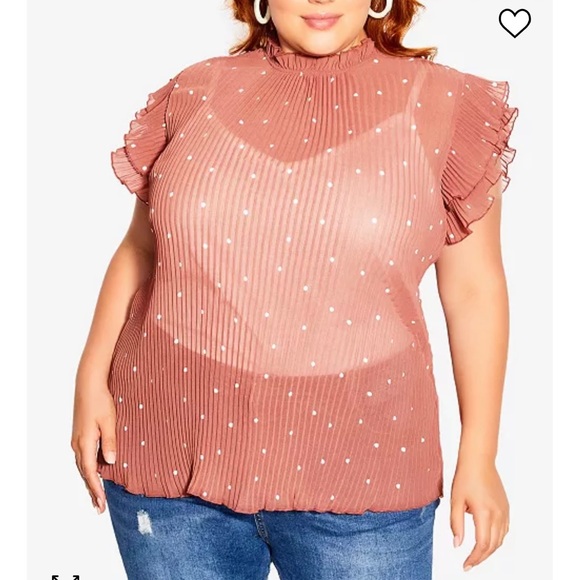 City Chic Tops - City Chic Plus Size pleated ruffle sleeve top.  Size 20